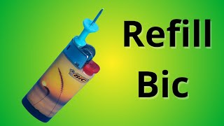 how to refill Bic lighter with office pin
