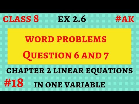 #18 Ex 2.6 class 8 maths Q 6,7 Linear equations in one variable By Akstudy 1024 Video
