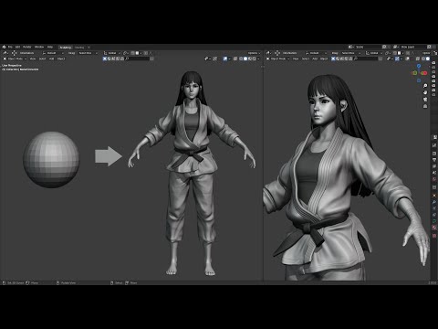 Sculpting from scratch - Karate - Practice - Blender