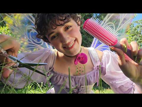 ASMR Garden Fairy Trims Your Hair 🧚‍♂️ (It's Grass) whispered roleplay, asmr outside, tingly haircut