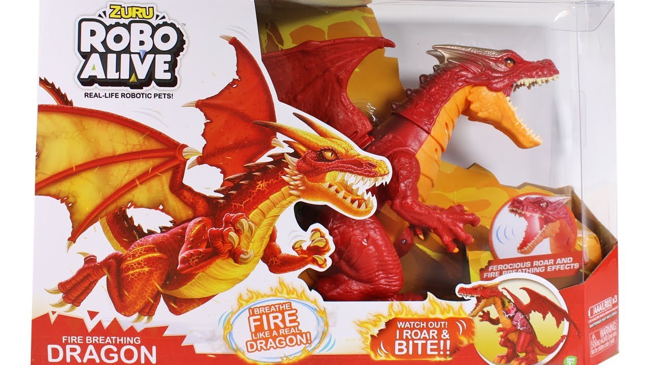 Игрушка интерактивная ZURU Робо-Дракон Пламень Robo Alive