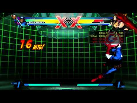 UMvC3 - Captain America Full Screen Combo (No Assist, 1 Meter) - 692600 Damage