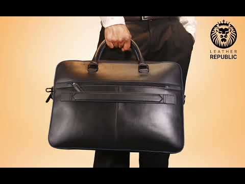 17 inch blue leather laptop bag