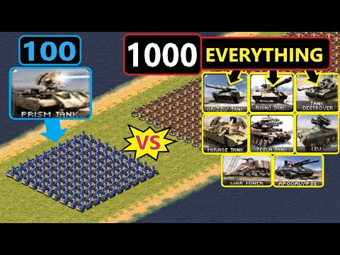 100 Prism Tanks vs 1000 EVERYTHING - Red Alert 2