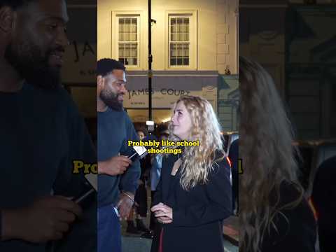She sadly has a point 😔 #guncontrol #streetinterview #americanabroad #america #culture #viral