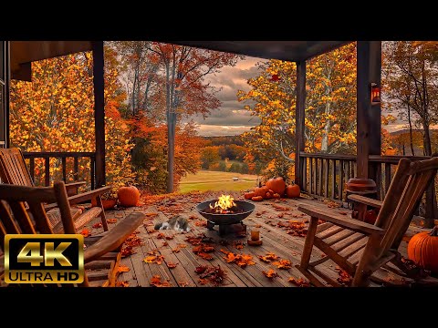 🍁 Cozy Autumn Farm Ambience ~ Crackling Fire, Rustling Leaves & Soothing Nature Sounds 🏡🍂🔥