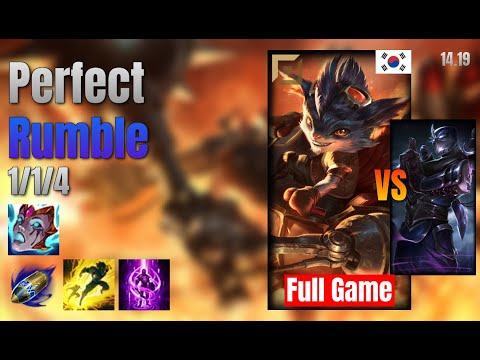 Perfect Top Rumble vs Shen lol KR solo rank Full Game 14.19