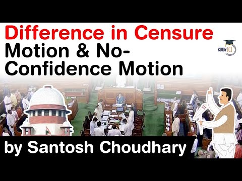 Difference in Censure Motion and No Confidence Motion explained - Indian Polity for all exams #UPSC