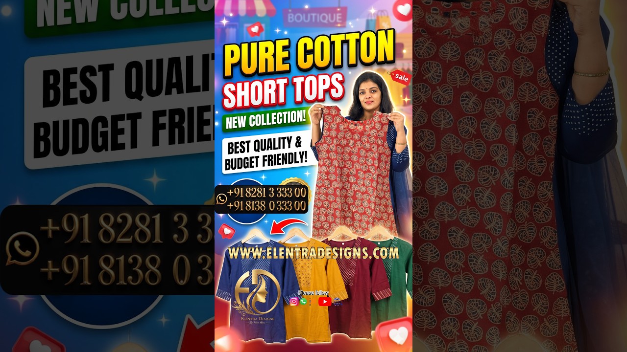Pure Cotton Short Tops for Women | Stylish Everyday Wear | Elentra Designs #shorttops #latest