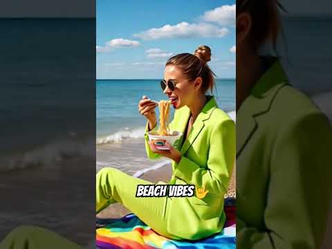 beachy vibes #noodles #spicynoodlesoup #beach #vibes #besos #besossong #viral #trending #ytshorts