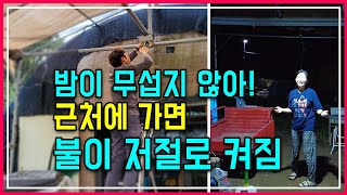 지나가면 불이 자동으로 켜져요. 농장 밤이 무섭지 않아요 자작 모션 센서등 만들기
