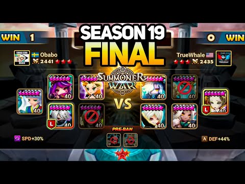 Season 19 CRAZY FINAL. OBABO vs TRUEWHALE in Summoners War Legend Tournament (BO5)