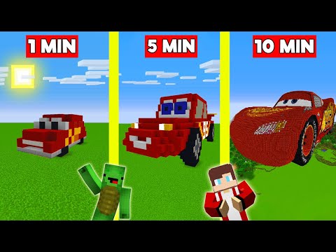 McQueen Build Battle In Minecraft - NOOB VS PRO CHALLENGE - Maizen Mizen Mazien Parody