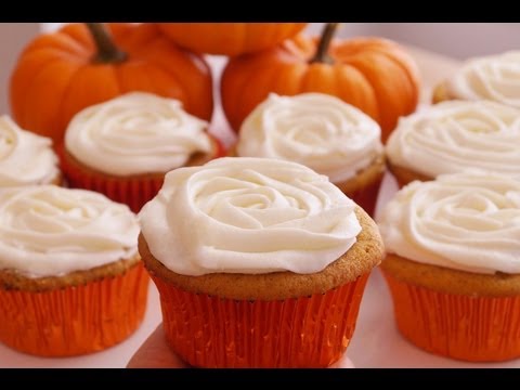 Pumpkin Cupcakes w/ Cream Cheese Frosting-How to Recipe-Dishin' With Di Recipe Video #8-Diane Kometa