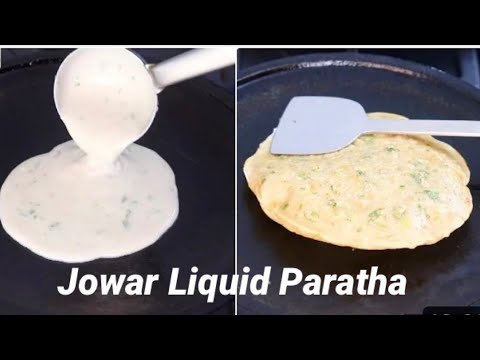 Jowar Flour Garlic Paratha With Liquid Dough | No Rolling - No Kneading Paratha - No Maida/No Wheat