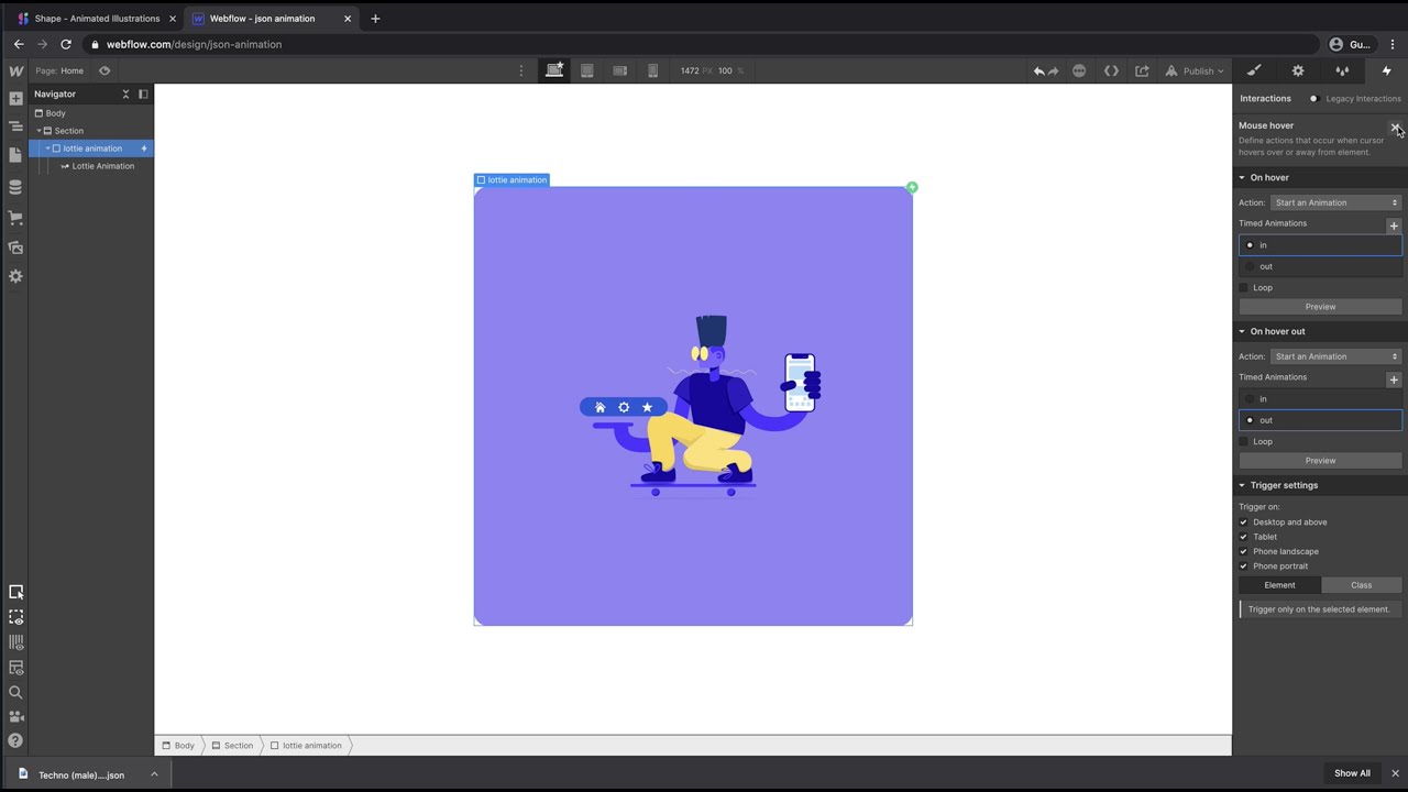 Implementing Lottie Assets in Webflow