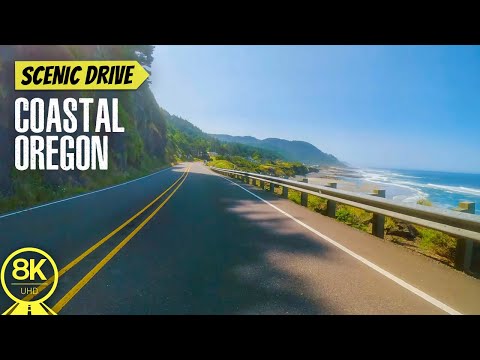 8K HDR Scenic Roads of Coastal Oregon - Summer Drive with Ocean Views & Real Sounds