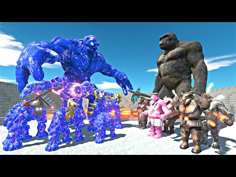 Dark Ice Mutant Golem Evolution Team vs King Kong + Goro Family in Lava Stadium Arena - ARBS