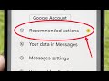 Recommended actions in Google Account