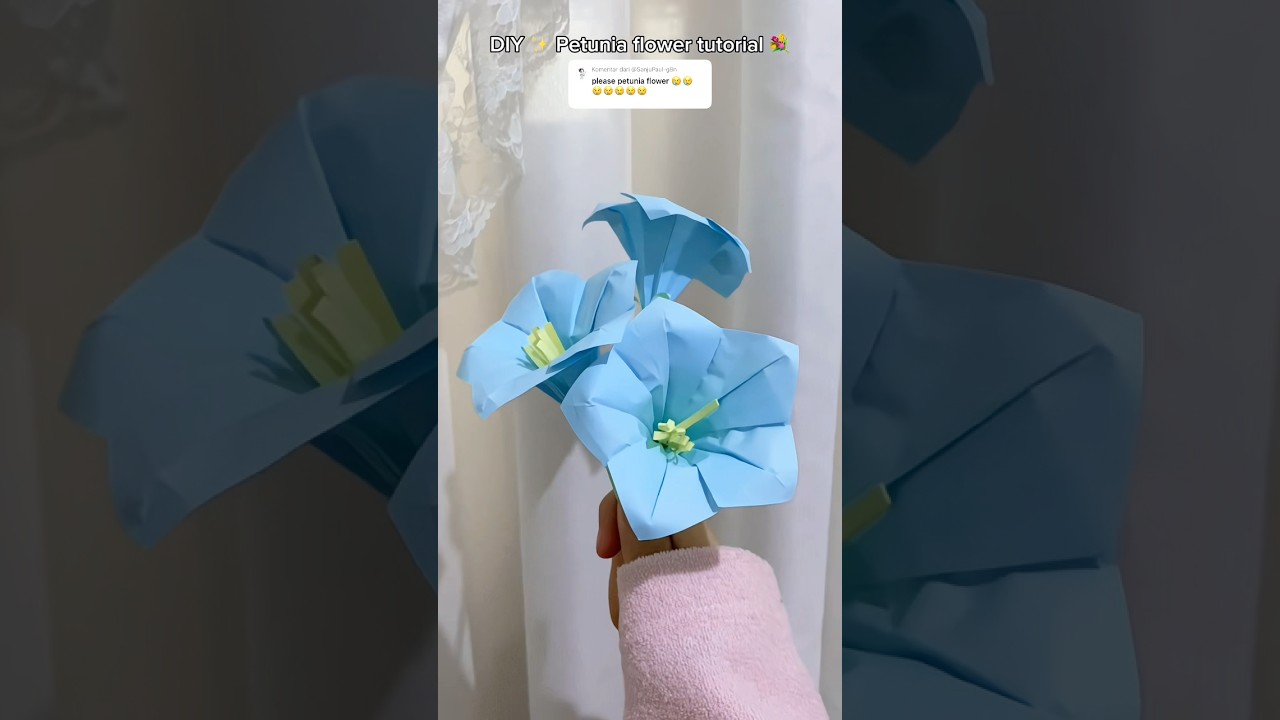 How to make petunia flower 💐 DIY petunia paper flower tutorial 🩵✨ #diy #diycrafts #diyflower