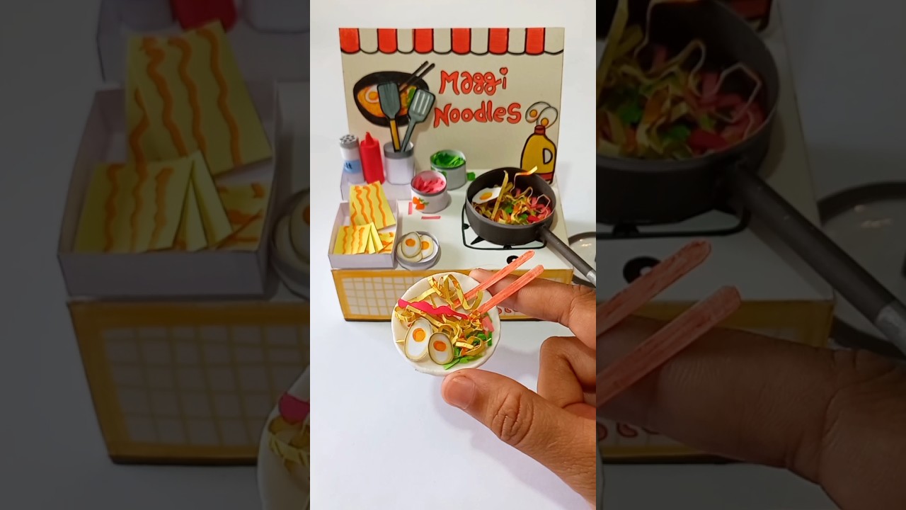 Cute mini noodles Stall। #shorts #craft #youtubeshorts #minifood #papercraft #artandcraft #diy #mini