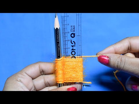 Amazing woolen flower idea with Pencil and scale , How to make flower embroidery. woolen craft ideas