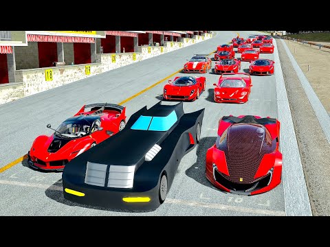 Batmobile DC Comics vs Ferrari Hypercars - Drag Race 20 KM