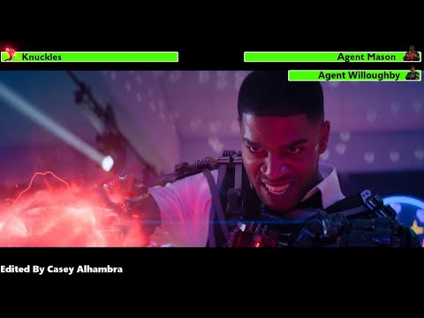 Knuckles (2024) Bowling Alley Fight with healthbars