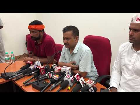 Delhi CM Arvind Kejriwal Along with Haryana State Convenor Naveen Jai Hind Briefs Media at Rohtak