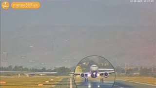 Spectacular touch-and-go at Malaga Airport