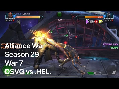 MCOC AW S29 War 7 - vs HELCYON - 9 Fights and a brutal ending - Corvus, Mister Negative, Quake