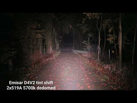 Emisar D4V2 tint shift 2x519a 5700k dedome  -  Emisar D4V2 tint shift 2xLH351D 5000k comparison
