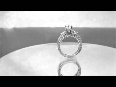 14K WHITE GOLD ROUND AND PRINCESS DIAMOND ENGAGEMENT RING PRONG CHANNEL 2.00CTW - KNR INC - 428