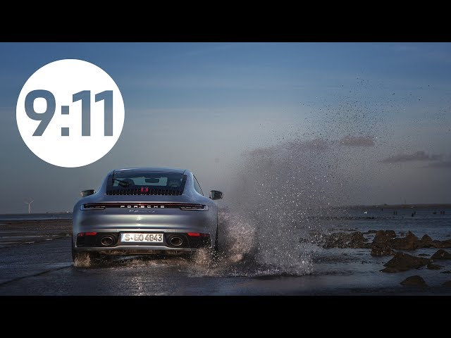 Porsche 911 sur le passage du gois