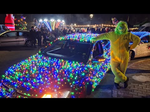 Victory Square in Kuźnia Raciborska full of people and lights