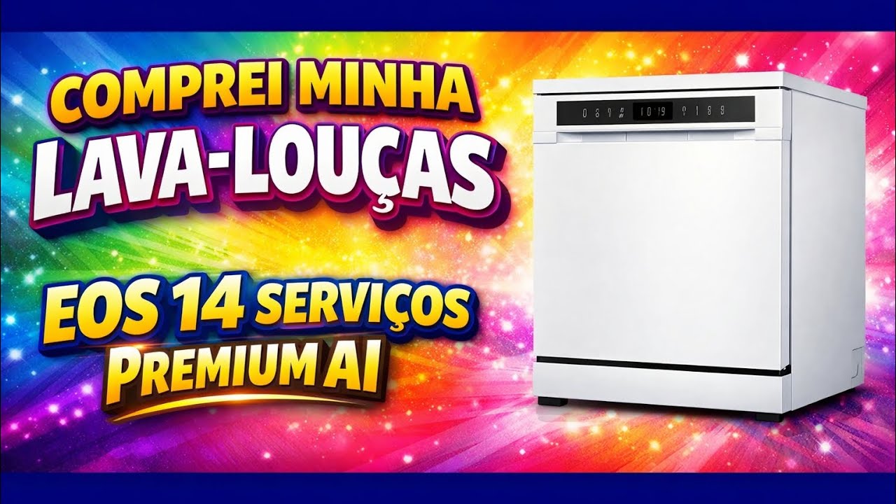 Miniatura da avaliação em vídeo de Lava-Louças EOS Premium AI 14 Serviços All Black ELL142P 220V