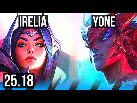 IRELIA vs YONE (MID) | 8 solo kills, 67% winrate, 43k DMG, 21/5/9, Dominating | KR Master | 25.18
