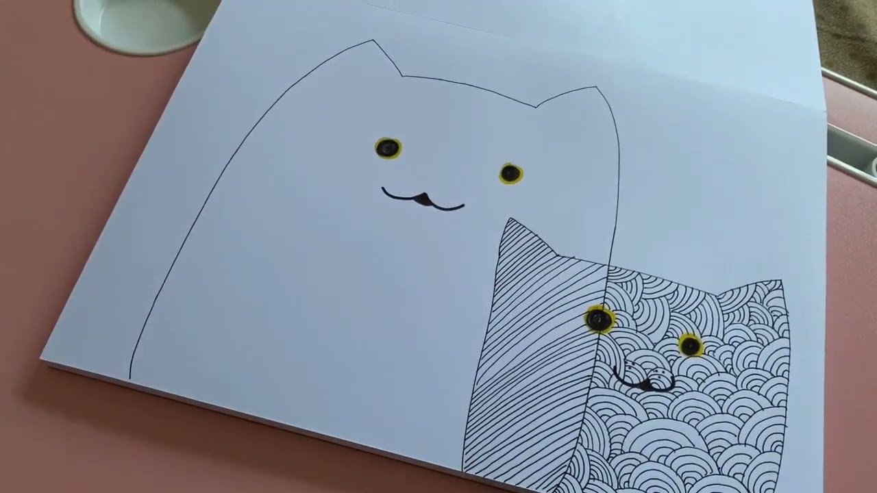 Doodle of two cute cats shaded precisely and nicely #Coretanbahagia #fun #cat #painting #doodle #art