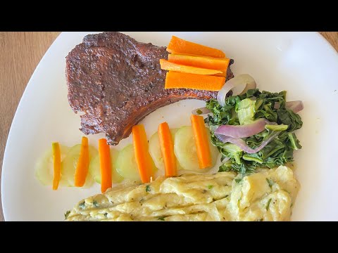 Barbeque Pork Chops Recipe (with Creamy Mashed potatoes and Steamed veggies 🥕) | Ep. 37