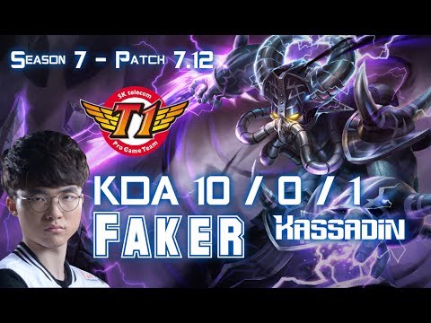 SKT T1 Faker KASSADIN vs YASUO Mid - Patch 7.12 KR Ranked