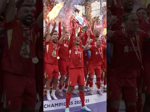 Liverpool lift the Premier League trophy