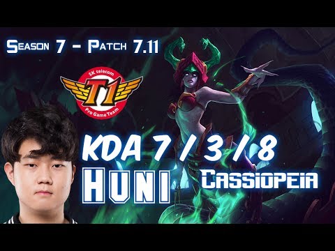 SKT T1 Huni CASSIOPEIA vs KASSADIN Mid - Patch 7.11 KR Ranked