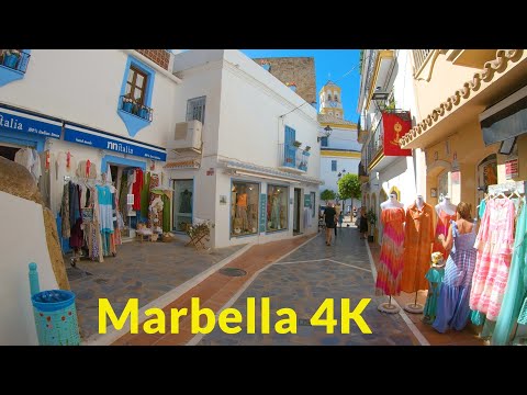 Marbella, Spain walking tour, Old Town and beach 4K UHD