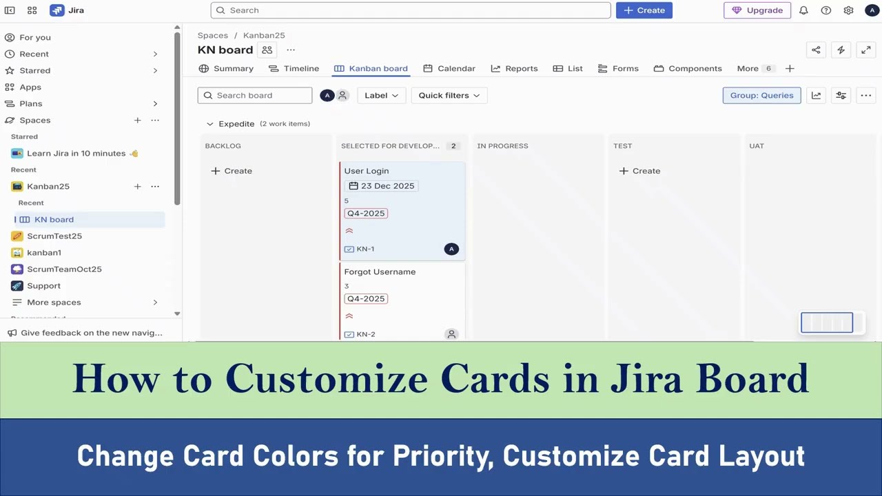 How to Create Kanban Space in Jira | Board Config for Card Colour & Card Layout to Show new fields