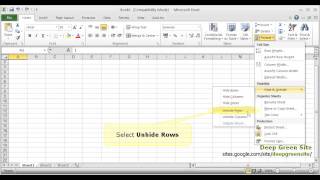 MS Excel 2010 / How to unhide 1st row