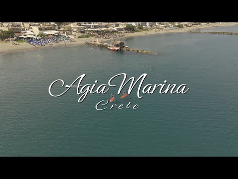 Agia Marina Beach Chania Crete Greece | Coastal Drone 4K