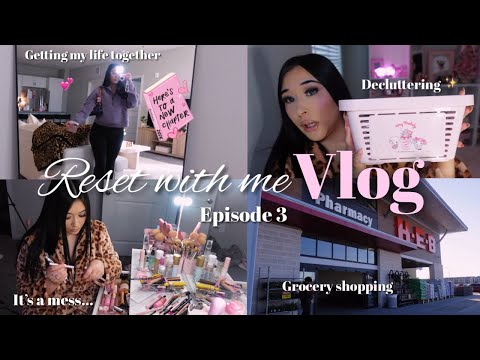 RESET VLOG: starting over, decluttering, organizing makeup, small DT haul & grocery shopping 