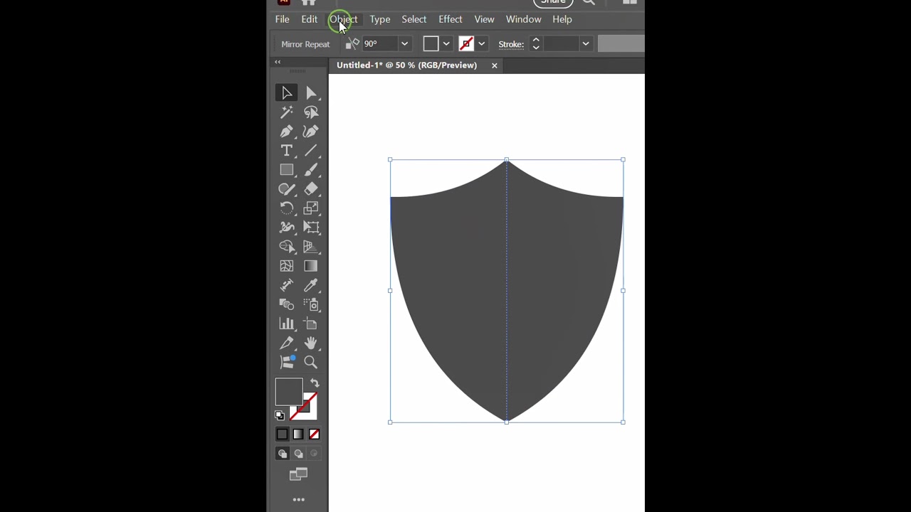 Create Shield Shape using Live Mirror in Illustrator #designtutorial