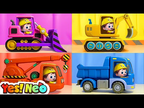 Wheels on the Construction Trucks | Digger, Mixer, Crane | Nursery Rhymes & Kids Songs | Yes! Neo