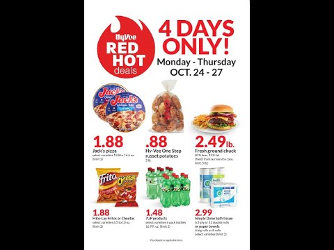 Hy-Vee 4-Days Red Hot Deals Sale Ad Flyer 10.24.2022-10.27.2022 Stock-up Price Prepping